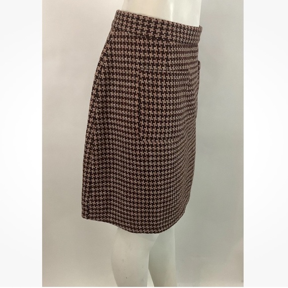 Modcloth Sz 20 Tweed A-Line Vintage Look Houndstooth Skirt Red Wool Blend - Picture 3 of 7